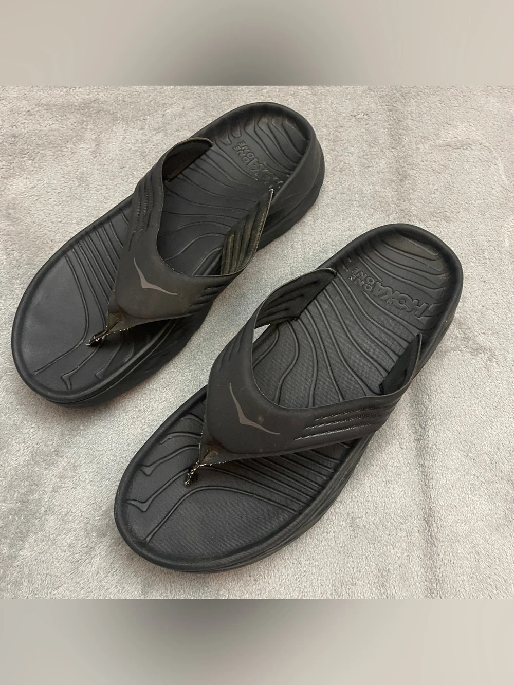 Hoka One One Ora Recovery Flip Sandals Black Anthracite Mens 11